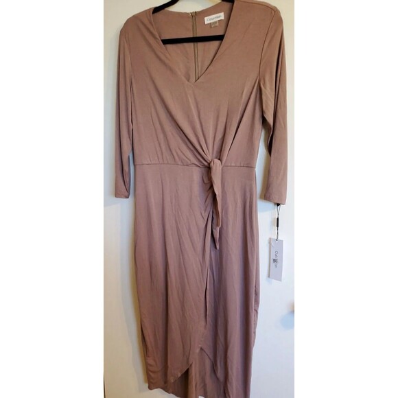Calvin Klein V-Neck 3/4‎ Sleeve Tie Knot Sheath Dress Size 8 NWT - Picture 1 of 5
